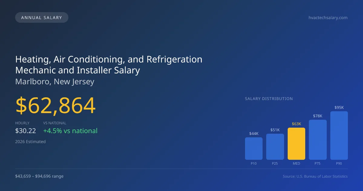 Heating, Air Conditioning, and Refrigeration Mechanic and Installer Salary in Marlboro, NJ — 2026 est., based on 2025 BLS